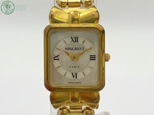 AK0606035　◇ NINA RICCI ニナリッチ 47599 S 950 QZ QUARTZ クォーツ リボン ゴールド スクエア ジュエリーウォッチ 腕時計 中古