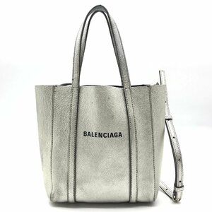 1円 良品 Balenciaga バレンシアガ 2WAY エブリデイ トート XXS ショルダー バッグ シルバー レディース k2020