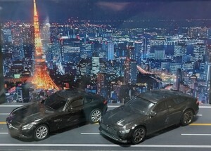 [即決] メルセデス ベンツ 1/64 AMG GT ミニカー 2ドア4ドア セット 夜景ケース付