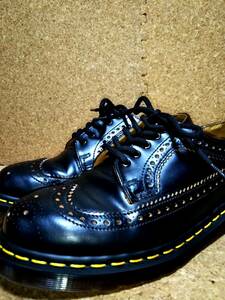 【Dr.MARTENS】ドクターマーチン 英国製 VINTAGE 3989 ブローグシューズ UK6(25cm )イングランド製 ブラック ウイングチップ【美品】