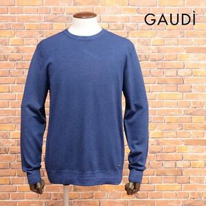 2024AW/GAUDI/Lサイズ/ニット なめらかハイゲージ 無地 クルーネック ベーシック 定番 万能 新品/青/ブルー/ja222/