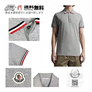 K984-GR-M.. MONCLER モンクレール ポロシャツ POLO トップス コットン トリコロール ロゴ 半袖 ★ 984 GRAY