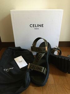 celine leo strappy sandal 43 セリーヌ　レオ　ストラッピー　サンダル　カーキ/ブラック 28cm