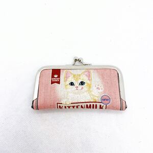 猫＊ピンク/ 大きめ がま口 印鑑ケース＊ コインケース/ハンドメイド＊白猫