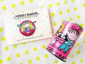 激レア♪昭和レトロ★80年代未使用MERRY RAKER缶入りハンカチ＆サイン帳★ビクトリアファンシー80年代美少女文具雑貨当時物財布小銭入れ