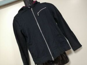 kkyj2714 ■ MICHEL KLEIN homme ■ ミッシェルクランオム パーカー ジャケット ジップ フード ミニ裏毛 スウェット 黒 46 M