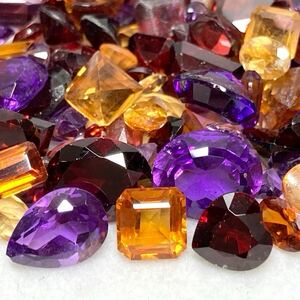 1円〜!!大量!!◯天然アメジスト・シトリン・ガーネットおまとめ500ct◯n 約100g 裸石 宝石 amethyst garnet citrine 黄水晶 w4 55