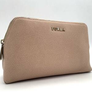 １円〜 ◇入手困難品◇ FURLA フルラ アクセサリーポーチ 化粧ポーチ 小物入れ オールレザー ピンク メンズ レディース ユニセックス