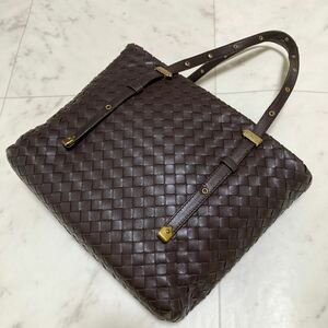 BOTTEGA VENETA ボッテガヴェネタ ハンドバッグ イントレチャート レザー ダークブラウン トートバッグ