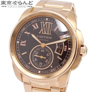 101748964 カルティエ CARTIER カリブルドゥカルティエ 金無垢 W7100040 ブラウンxピンクゴールド K18PG 腕時計 メンズ 自動巻 仕上済▲