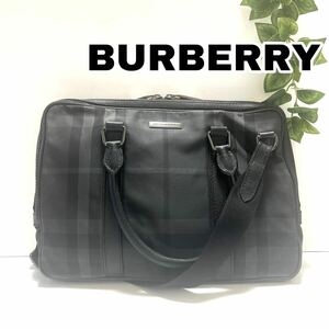 1スタ BURBERRY ビジネスバッグ ショルダー チェック レザー ナイロン 黒