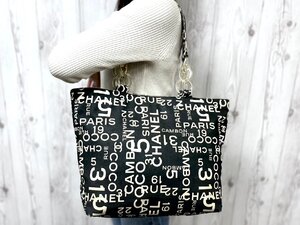 美品 CHANEL シャネル バイシーライン ココマーク トートバッグ ハンドバッグ ショルダーバッグ バッグ キャンバス 黒系 A4収納可 79690Y