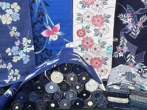 平和屋■1円 浴衣反物 まとめて 45点 蝶 蜻蛉 花柄 綿絽 手染 みかさ染 翠裳苑 など 全て未使用 se1787