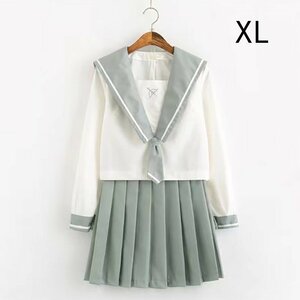 ミニスカート　台形スカート 制服スカート 二点セット セーラー服 学生服 プリーツスカート JK 女子高生 長袖XL