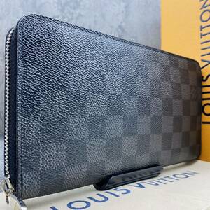 【未使用級/定価18.5万/箱袋】ルイヴィトン LOUISVUITTON ダミエ グラフィット オーガナイザー メンズ ビジネス 長財布 ラウンドファスナー