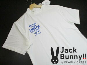 新品■ 即決　安い！ パーリーゲイツ　モックネック　半袖シャツ　6　XLサイズ　ゴルフ　白 ホワイト　PEARLY GATES　JACK BUNNY　メンズ