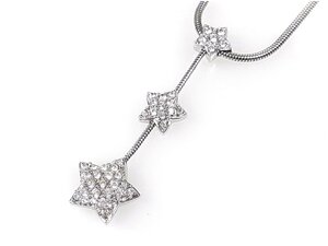 スワロフスキー　SWAROVSKI　3連　スター/星　クリスタル　スネークチェーン　ネックレス　シルバーカラー　YAS-5691