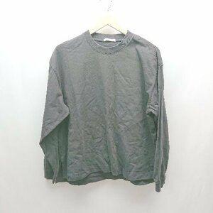 ◇ WYM ウィム クルーネック 裾リブ サイドスリット シンプル 長袖 ロングTシャツ サイズS チャコールグレー メンズ E