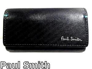 X4L048◆本物◆ ポールスミス Paul Smith 本革レザー ブラック 4連 キーケース