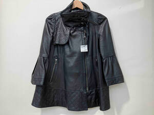 BURBERRY BLUELABEL バーバリー ブルーレーベル レザージャケット ラムレザー フレア ノバチェック ブラック サイズ38 FCF22-685-09