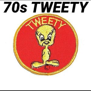 70s 当時物 TWEETY トゥイーティー ワッペン ヴィンテージ ビンテージパッチ アメコミ ルーニーテューンズキャラクター ワーナーブラザース