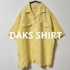 日本製 DAKS ダックス 半袖 開襟 シャツ リネン 麻 100% ロゴ刺繍