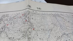 保原　宮城県　福島県　古地図 　地形図　地図　資料　46×57cm　（書き込み多し表裏）明治41年測量　昭和6年印刷　発行　