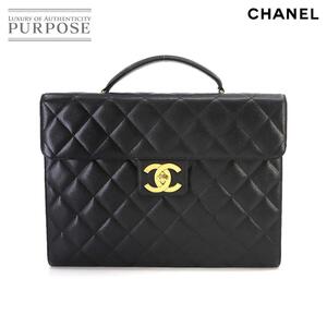 新品同様 シャネル CHANEL マトラッセ ブリーフケース ビジネス バッグ キャビアスキン ブラック A02794 ヴィンテージ 90235654