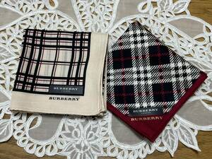 未使用　 BURBERRY バーバリー ハンカチ2枚セット チェック柄 大判49.5㎝、49㎝　☆服飾小物