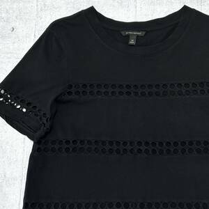 BANANA REPUBLIC 穴あき ブラック Tシャツ バナナリパブリック　　クルーネック 半袖 ショートスリーブ 早3922