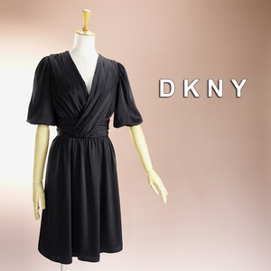 半額セール★新品 DKNY 16/21号 ダナキャラン 黒 ワンピース パーティドレス 半袖 ブラック 大きいサイズ 結婚式 二次会 披露宴 葵41WW1906