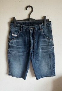 DIESEL　ディーゼル/美品☆ダメージ加工 ハーフ デニム パンツ/ショートパンツ/D-KROSHORT-Y-NE/069UK/size:28/定価:38,500円