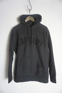 正規 17SS Supreme シュプリーム Chenille Arc Logo Hooded Sweatshirt シェニール アーチ ロゴ スウェット パーカー M黒本物1103O