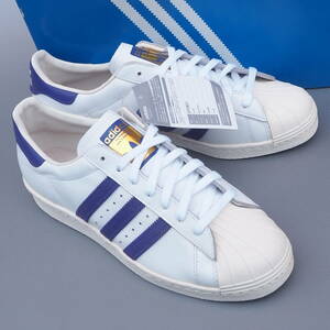 デッド!! US 9 1/2 /27.5cm 新品!! 限定 2013年 adidas ss 80s スーパースター 80s 白ｘ紫 金ベロ SUPERSTAR 天然皮革