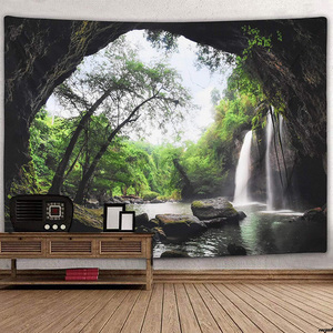滝　自然　風景　景色　森　渓流　タペストリー　ポスター　インテリア　模様替え　木　大判　壁飾り　背景　壁掛け　湖　装飾