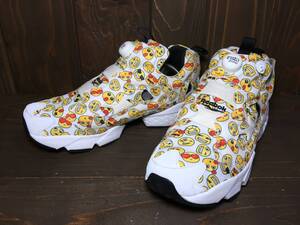 ★Reebok リーボック INSTAPUMP FURY ポンプ フューリー OG 白×白 スマイル グラフィック 28.5cm 美品 Used 検 ハイテク スニーカー