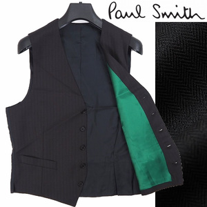 未使用品 ポールスミス ウール 高級 ジレ ベスト M メンズ Paul Smith ヘリンボーンストライプ