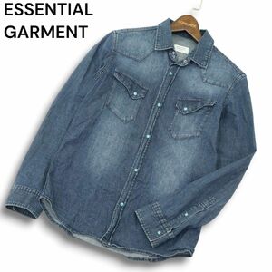 ESSENTIAL GARMENT メンズビギ 通年 USED加工★ 長袖 ウエスタン デニム シャツ Sz.S　メンズ　A4T09224_8#C