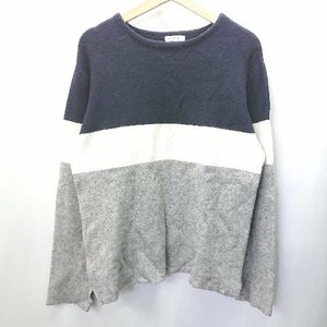 ◇ a.v.v HOMME 長袖 ニットトップス サイズXL ネイビー グレー ホワイト レディース E