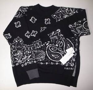 sacai bandana knit バンダナ ペイズリー ニット size2 black 22SS