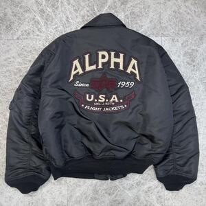 限定モデル ALPHAINDUSTRIES アルファインダストリーズ CWU-45/P フライトジャケット 刺繍 アーチバックロゴ ブラック 黒 XL 