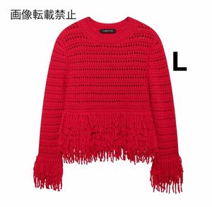  vintage ヴィンテージ レトロ フリンジ メッシュ ニット セーター トップス Lサイズ レディース★ZARA 好きな方に★秋新作 新品未使用★