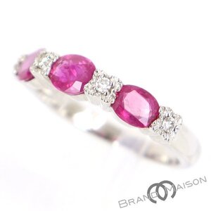 新品同様【ジュエリー】ルビーリング/ダイヤモンド/K18WG/ホワイトゴールド/1.40ct/11.5号/3.8g/指輪/アクセサリー/レディース