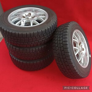 日産 キューブ純正14インチメッシュ 14×5.5J +48 4H PCD100 DUNLOP WINTERMAXX WM01 175/65R14 4本セット フィット キューブ コルト /ei