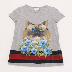 1円■極美品■グッチ 猫 キャット プリント 半袖 Ｔシャツ アパレル トップス カットソー レディース チルドレンズ 150サイズ BGM 0420-1G5