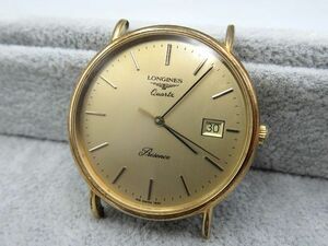 ☆LONGINES ロンジン Presence プレセンス デイト ゴールド文字盤 クォーツ フェイスのみ メンズ 腕時計 現状稼働品 中古☆