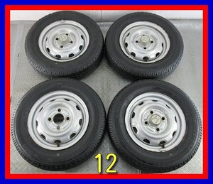 ■中古タイヤホイール■　スチールホイール 12インチ 3.5J +40 4H 100 BRIDGESTONE K300 145R12 6PR LT 激安 送料無料 J740