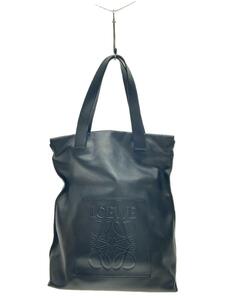 LOEWE◆トートバッグ/レザー/BLK/無地