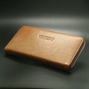 ◆◇◆-SALE-◆◇◆　VKTERY　シンプル　メンズジップ　長財布　ブラウン茶【サザビー ポールスミス 福袋 コーチ グッチ】