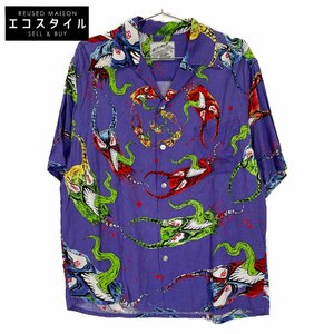 WACKO MARIA ワコマリア ×ネックフェイス 21AW パープル 総柄開襟シャツ TYPE‐3 パープル S トップス レーヨン メンズ 中古